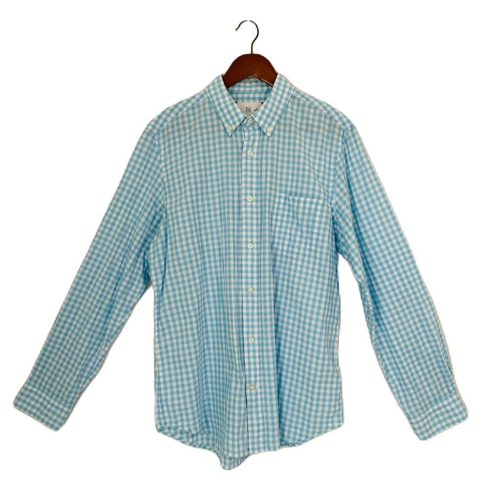 RVYC Shirt Men XL Blue White Plaid Button Up Cotton Preppy Skater Casual Comfy